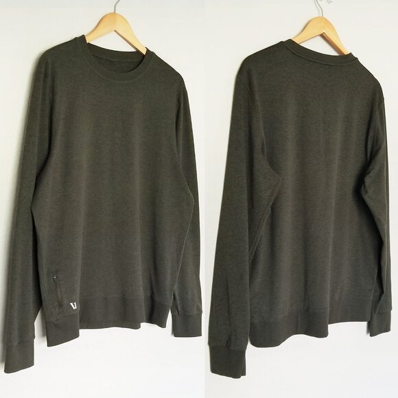Vuori Men's XL Ponto Performance Crew Top Oregano Heather Dark Olive Green $110 - Picture 5 of 16